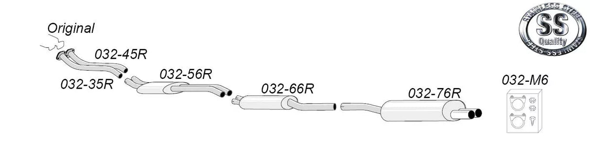 Avgassystem BMW E46 6-cyl 2*70