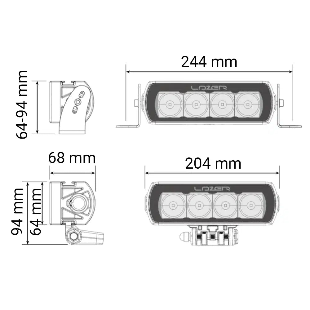 Extraljus Lazer ST4 Evolution - Rak / 21 cm / 47W - Komplett paket