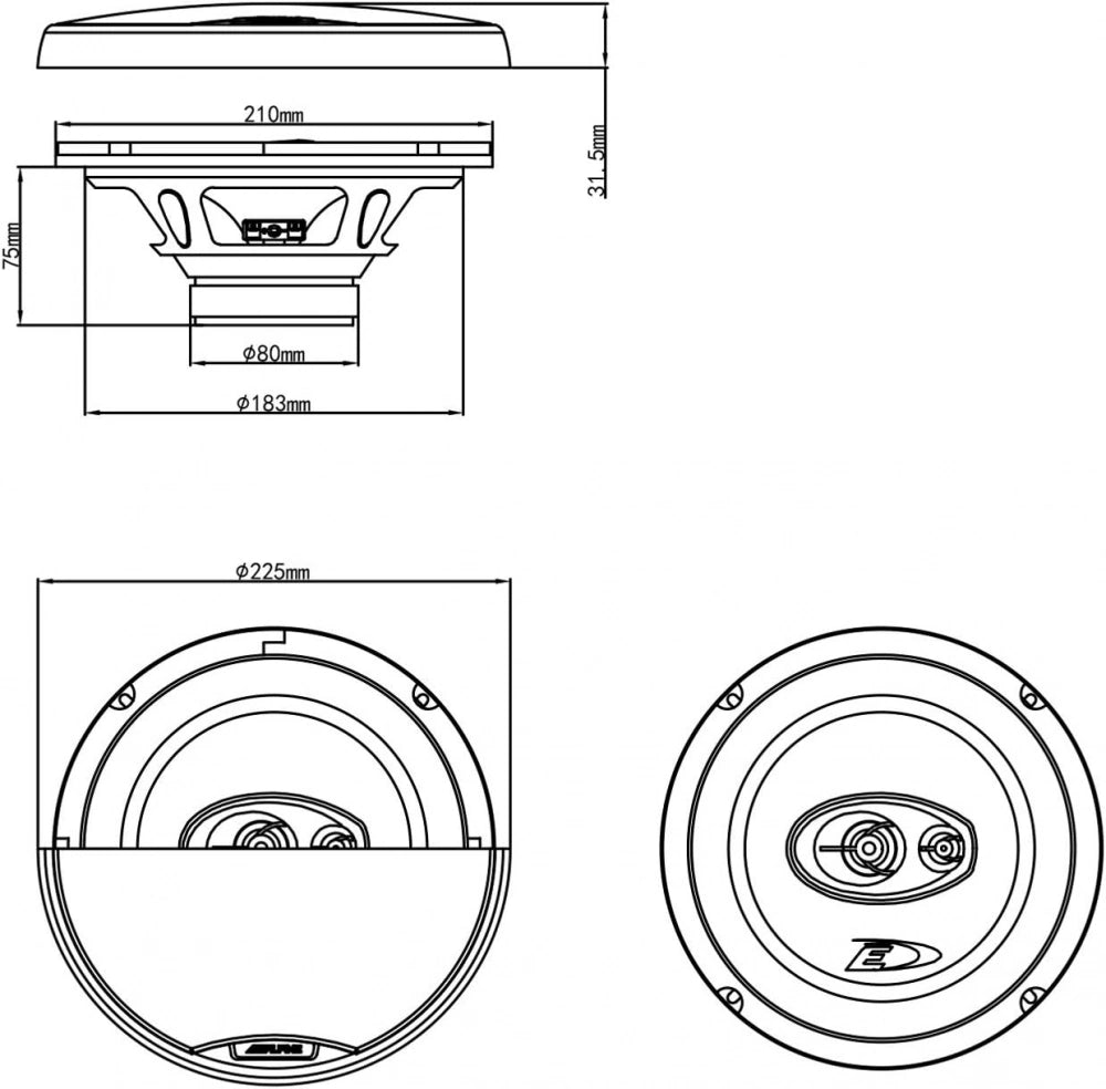 Alpine SXE-2035S, 8 tums koaxialhögtalare