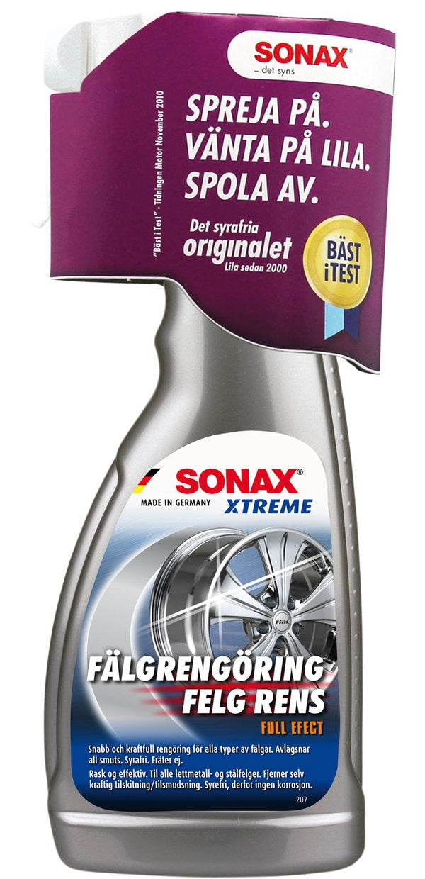 SONAX Xtreme Fälgrengöring 500 ml – Syrafri och testvinnande fälgrengörare med färgindikator