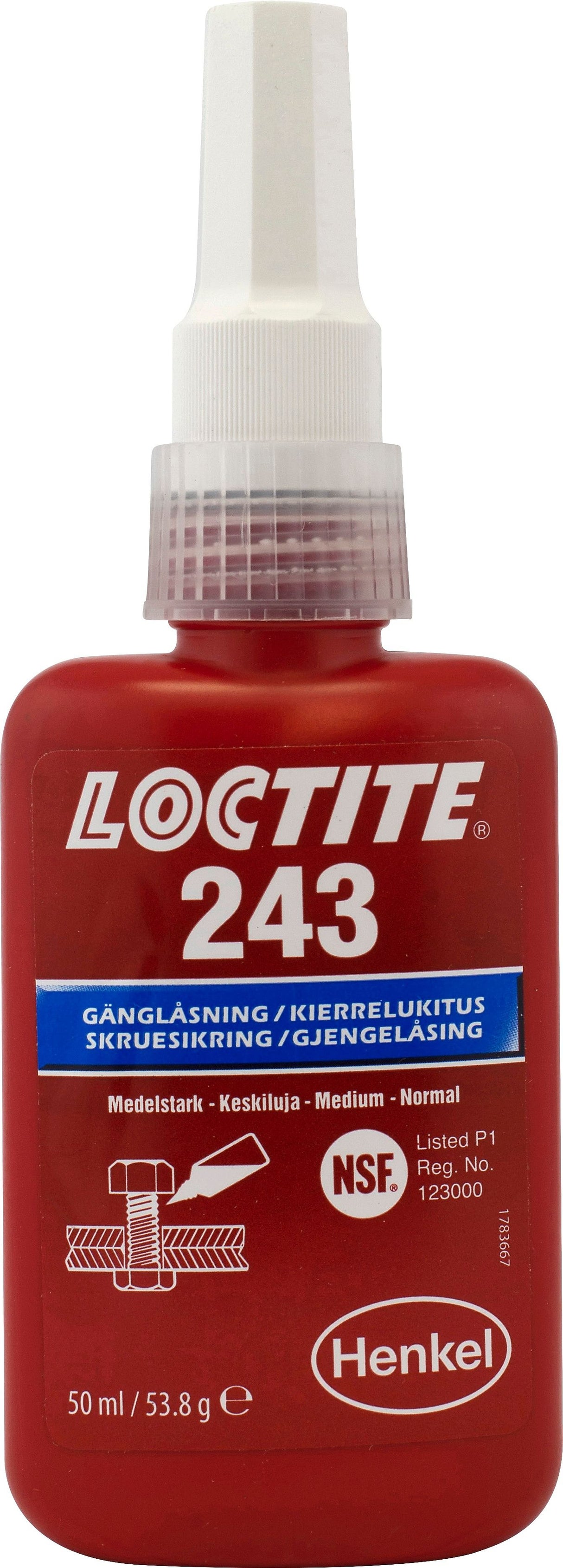 Loctite 243 Gänglåsning – Medelstark, 50 ml