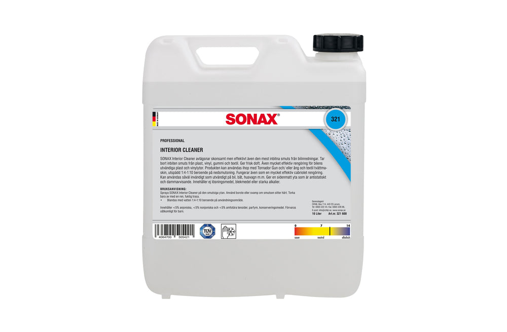 SONAX Car Interior Cleaner Koncentrat 10 L – För skonsam och effektiv rengöring av hela bilinredningen