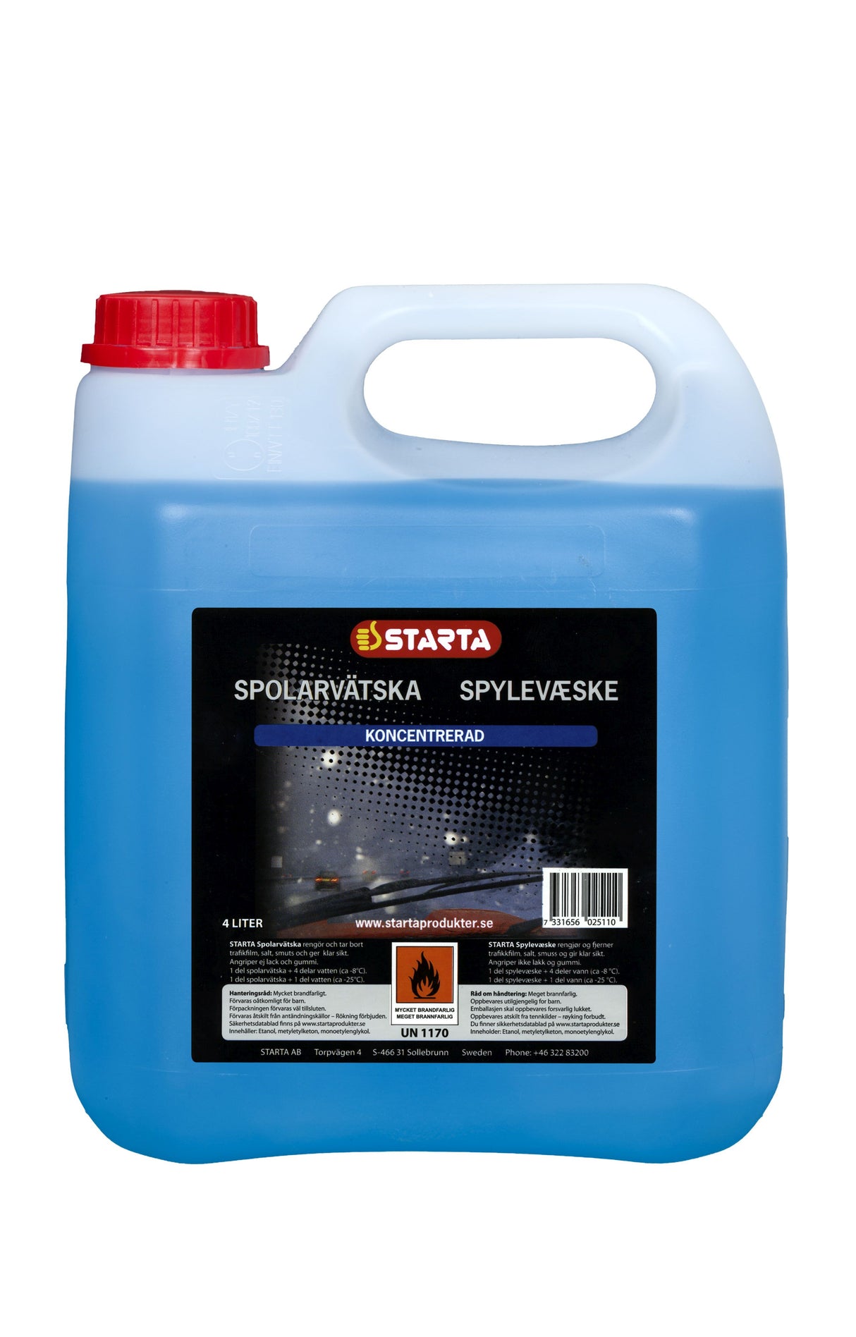 Spolarvätska Koncentrerad i dunk 4 liter, STARTA