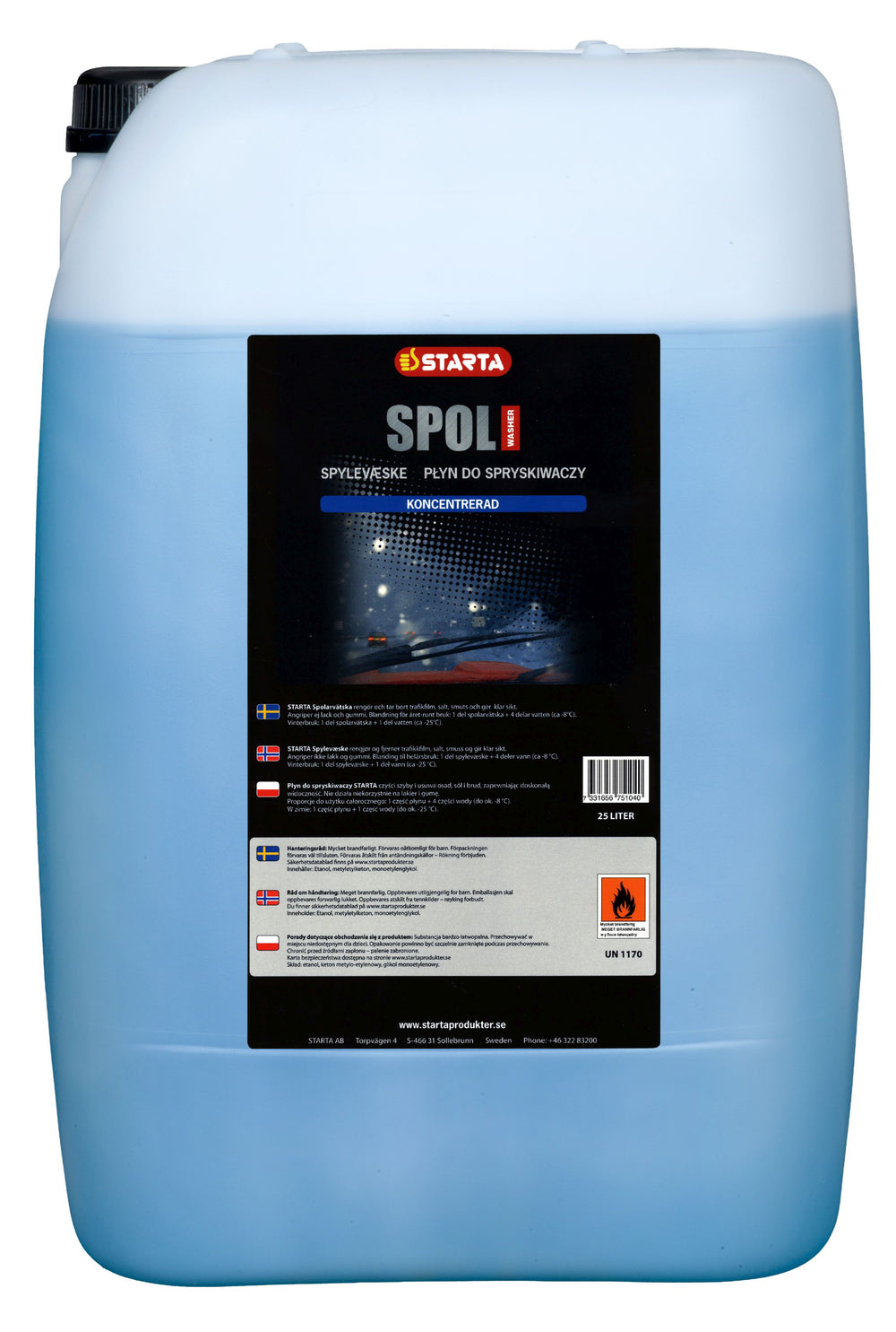 Spolarvätska Koncentrerad i dunk 25 liter, STARTA