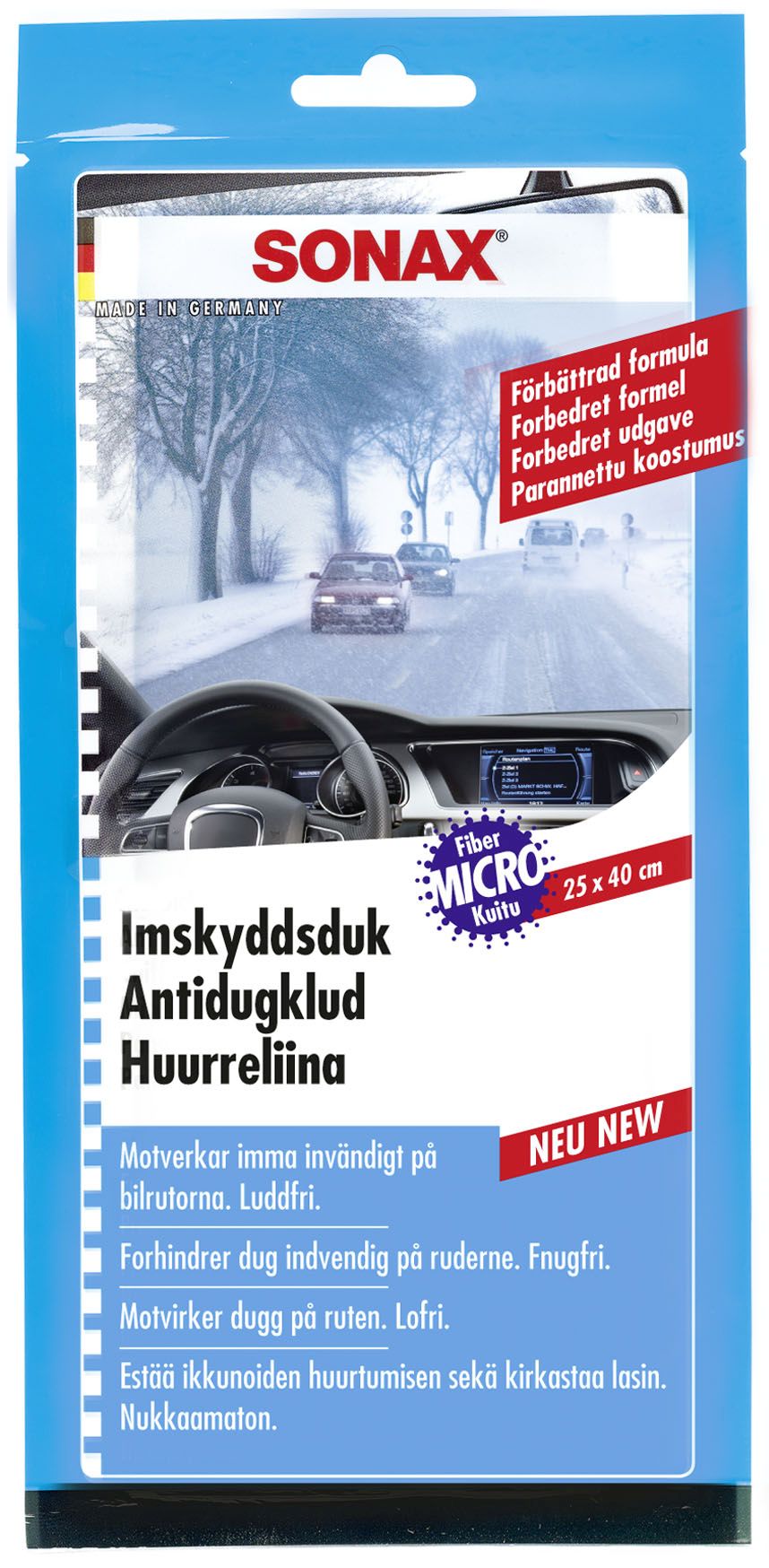 Sonax Imskyddsduk – Imfri sikt på bilrutor, visir och glasögon