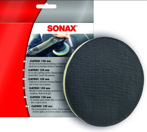 Sonax Clay Disc 150 mm – Rengöringsskiva för borttagning av hårt inbiten smuts på lack och glas