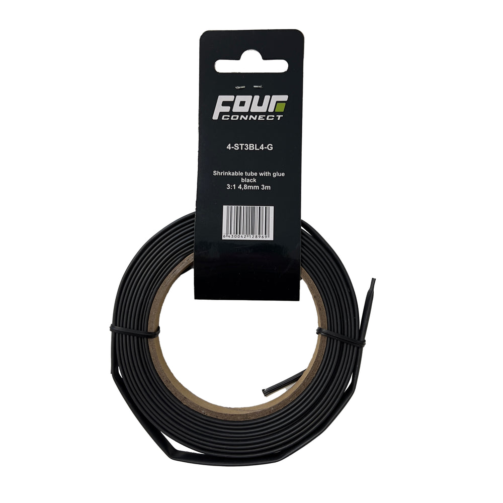 FOUR Connect 4-ST3BL4-G shrink tube, 3:1 Black with glue 4,8mm 3m