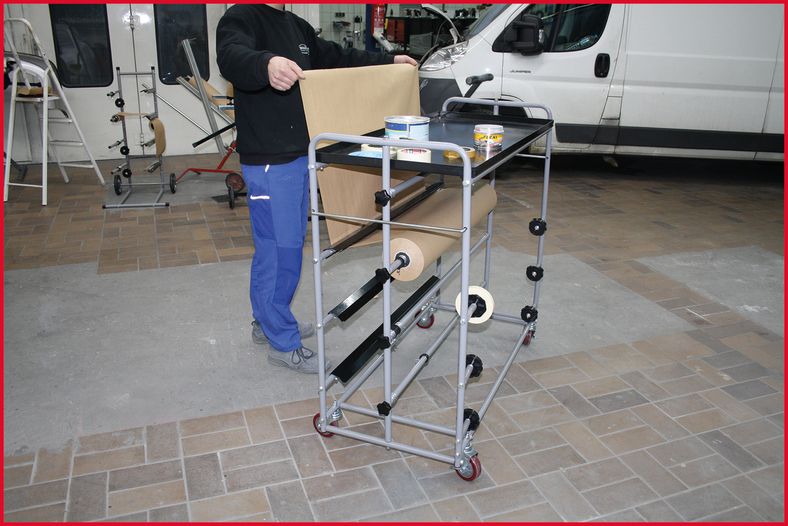 KS TOOLS Lackeringsstativ, Pappersvagn med 3 nivåer, Lackeringsbänk