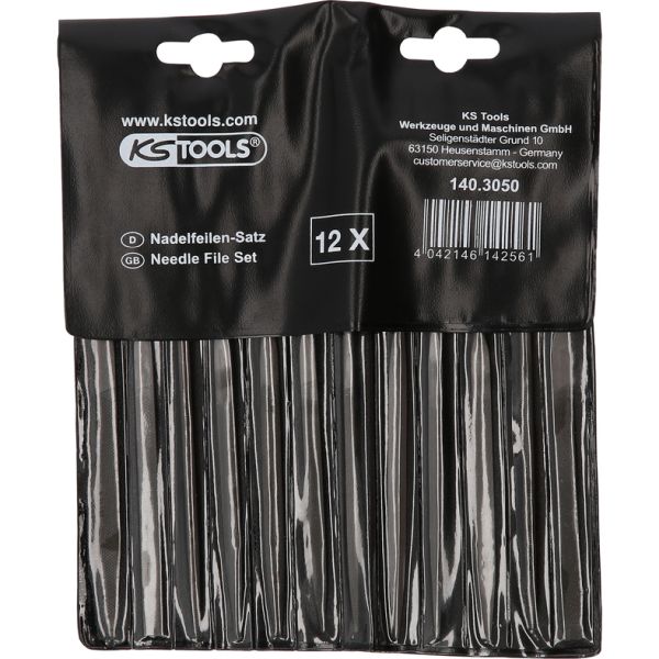 KS TOOLS Nålfilsats med plastfäste