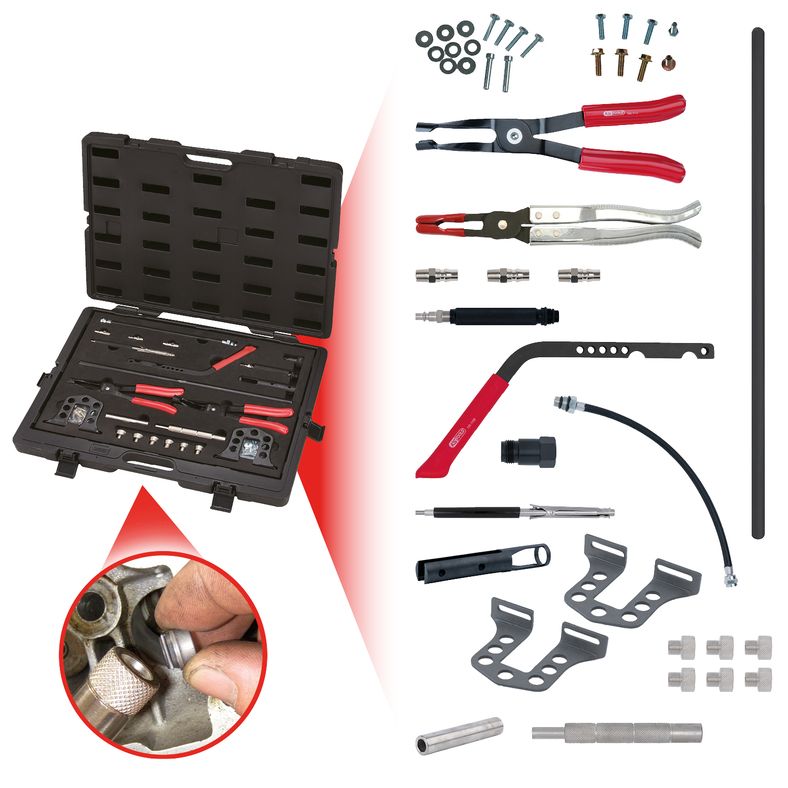 KS TOOLS Ventil-monterings-och avmonteringsverktygssats, 25-delars