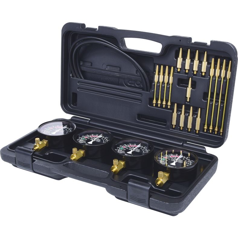 KS TOOLS Synkron-förgasningstestutrustning med 4 synkronur, 28-delars