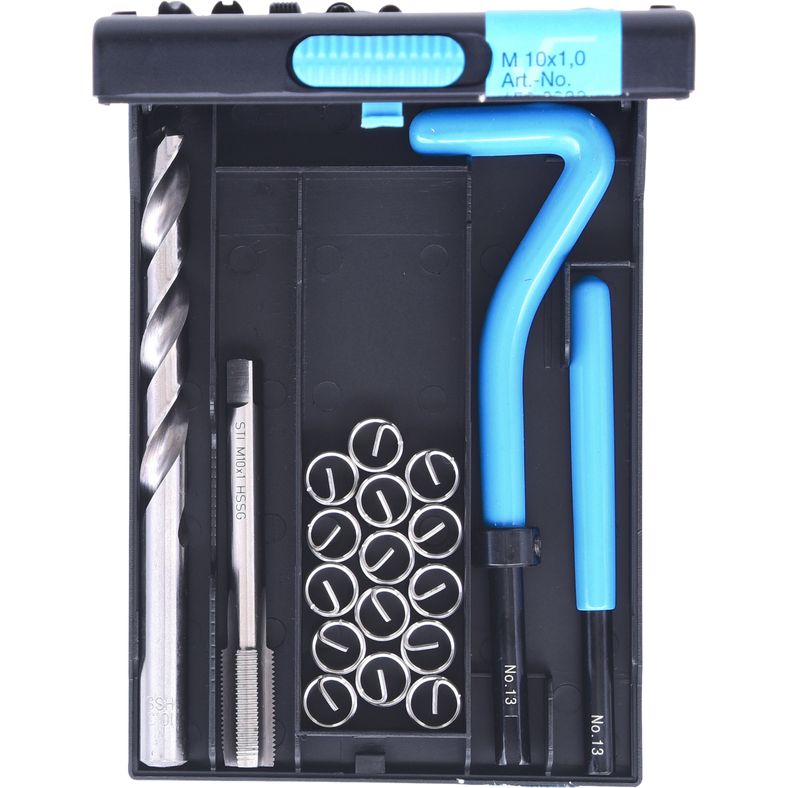 KS TOOLS Nirostål gäng-reparation-sats M10x1,0x14mm, 19-delars