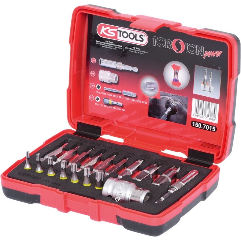 KS TOOLS 1/4" + 10 mm specialavdragarsats för TX-skruvar, 18 delar