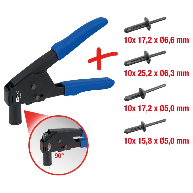 KS TOOLS Popnitstång inklusive 40 plastnitar