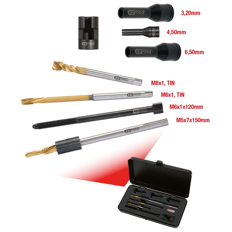 KS TOOLS universell utborrningssats för glödstift M8 x1, 8-delars