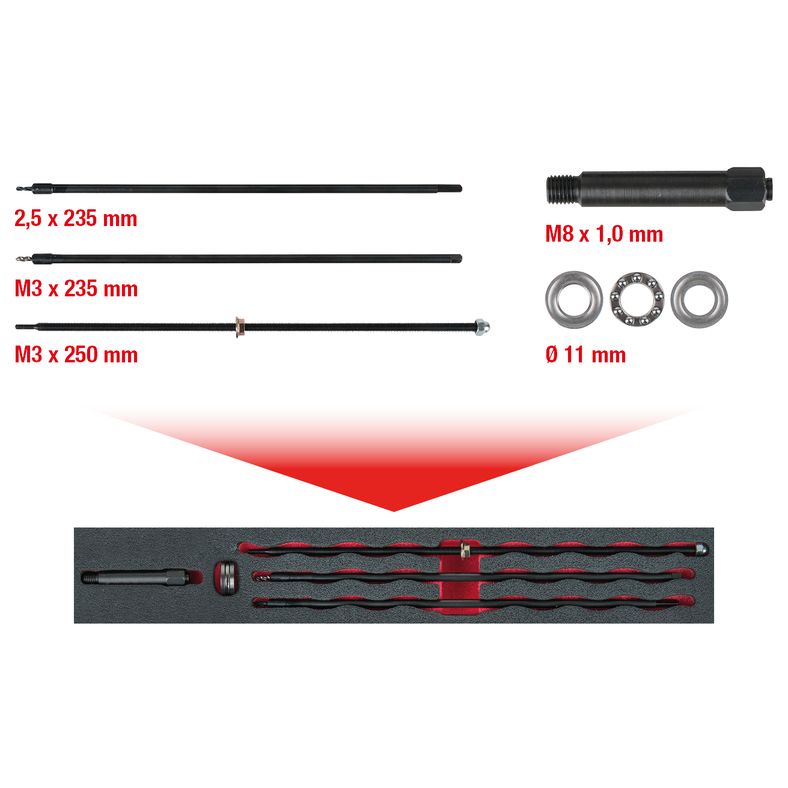 KS TOOLS Universal glödstiftsspets-utborrningssats M8 x 1,0