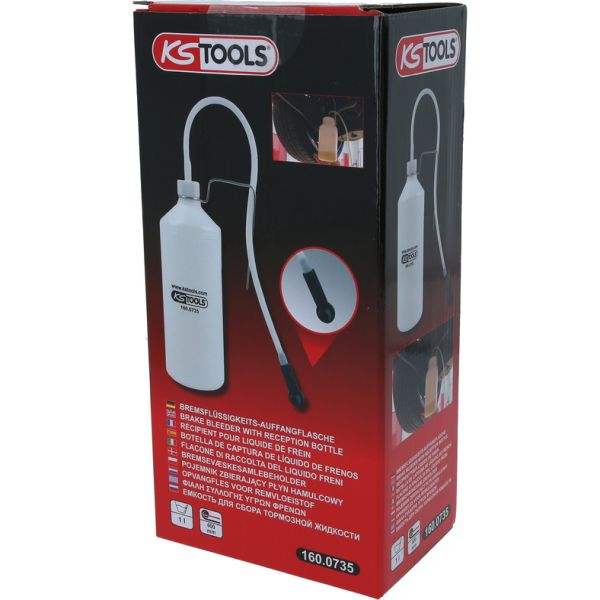 KS TOOLS Bromsvätska-uppfångningsflaska, 1 liter