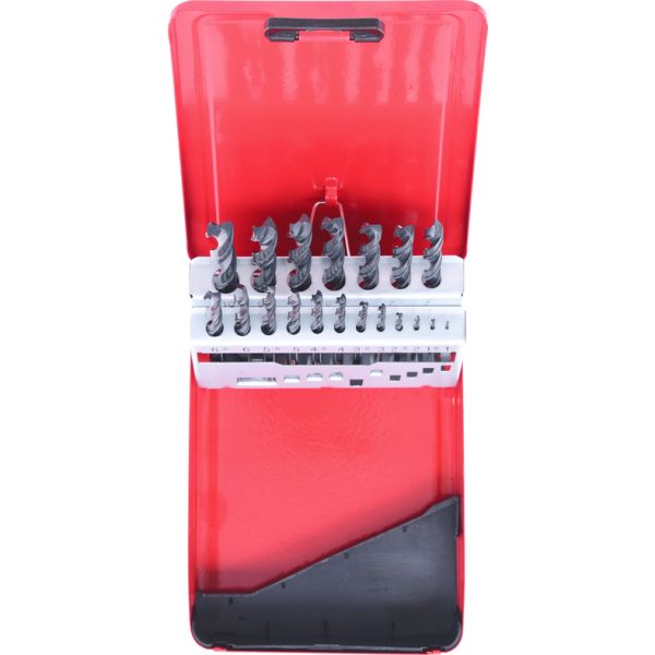 KS TOOLS HSS-G spiralborrsats, låda i stålplåt 19-delar 1-10mm