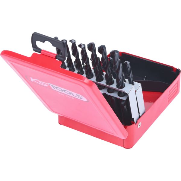 KS TOOLS HSS-G spiralborrsats, låda i stålplåt 19-delar 1-10mm