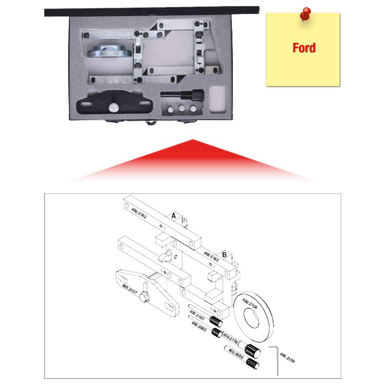 KS TOOLS Ford - motorinställning-verktyg-sats, 9-delars