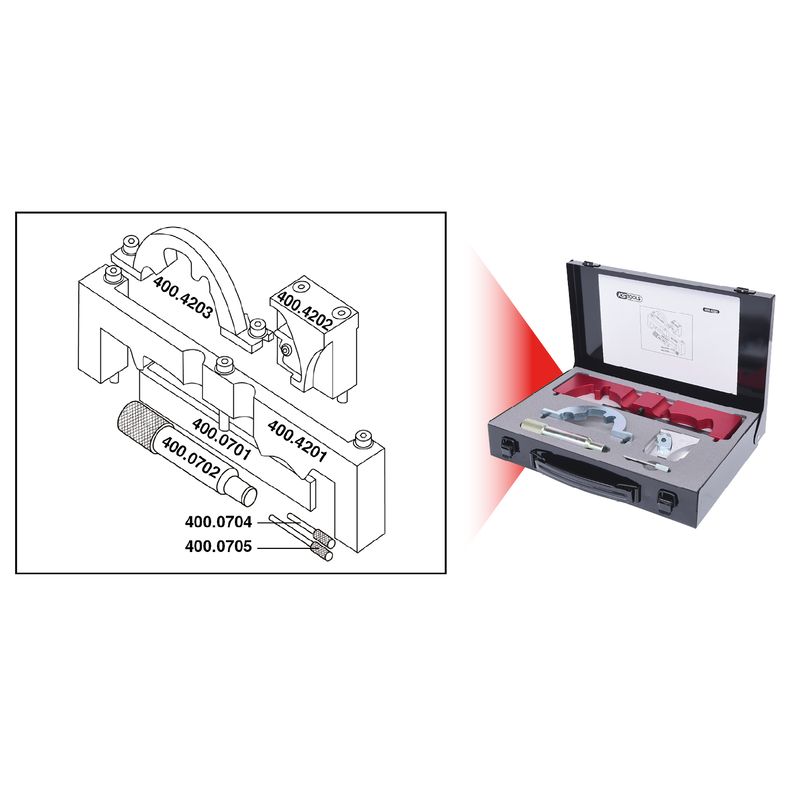 KS TOOLS GM / Opel - motorinställning-verktyg-sats, 7-delars KS400.4200