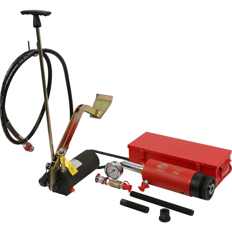 KS TOOLS Hydraulenhet 32 ton, med hydraulpump och manometer, 11-delars