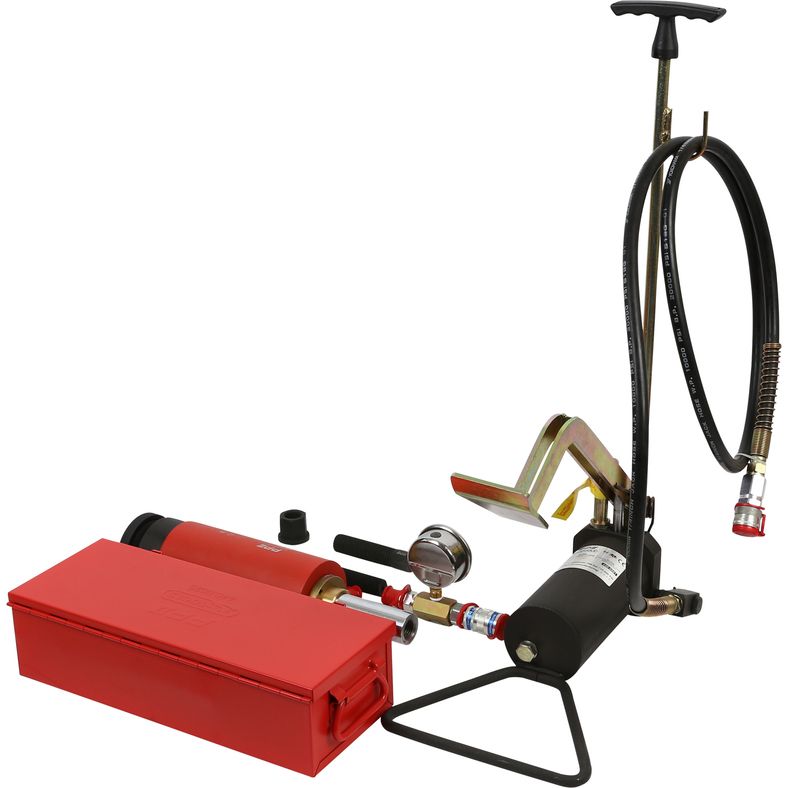 KS TOOLS Hydraulenhet 32 ton, med hydraulpump och manometer, 11-delars