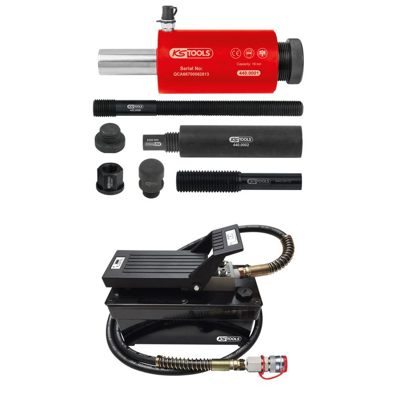 KS TOOLS Hydraulenhet 16 ton, med lufthydraulpump, 13-delars