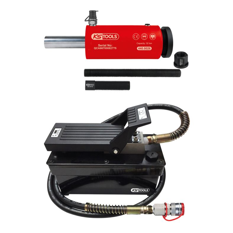KS TOOLS Hydraulenhet 32 ton, med lufthydraulpump, 9-delars
