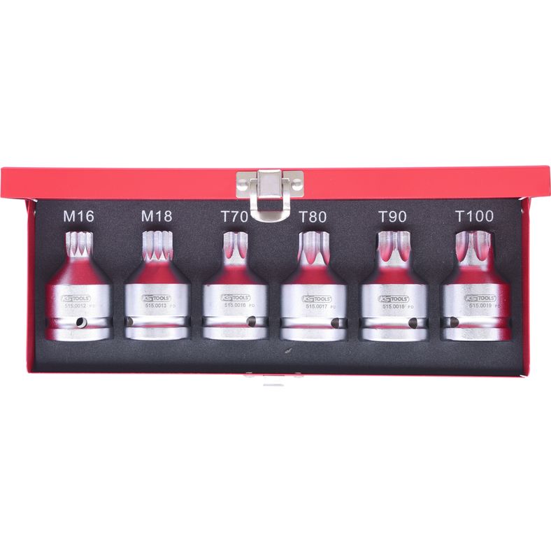 KS TOOLS 3/4" kraft-bit-hylssats TX 6-delars + flertand