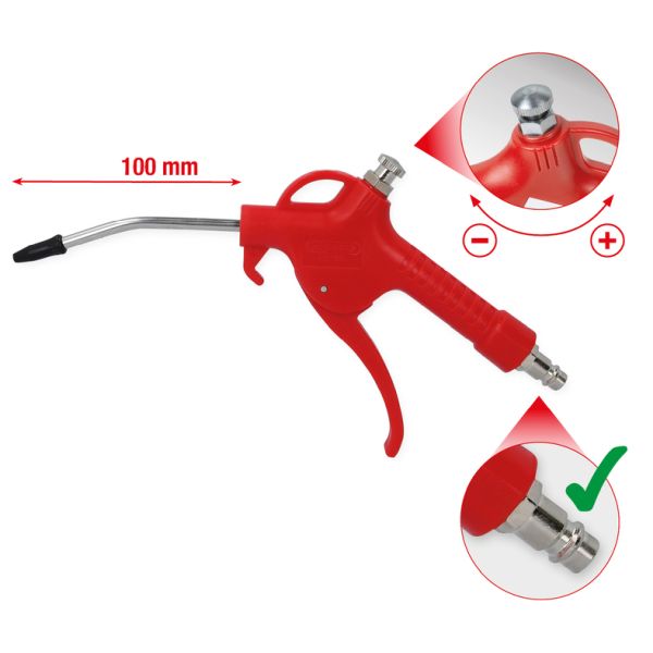 KS TOOLS Tryckluft-blåsmunstycke med flödesreglering