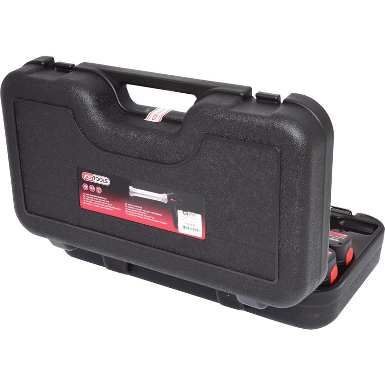 KS TOOLS Batteridriven limpistol patronpistol 400 ml med 2 batterier och 1 laddare
