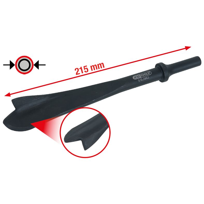 KS TOOLS Tryckluft-avgasrörskiljemejsel för ytterrör 23 mm bred