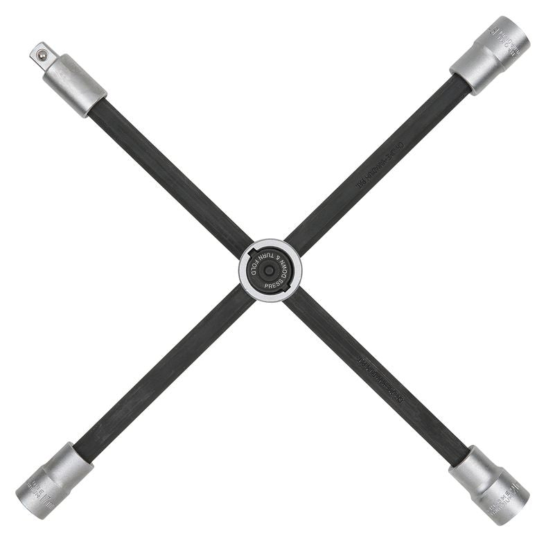 KS TOOLS Hjul-fälgkors med glidled för personbil, 1/2" x 17 x 19x21mm