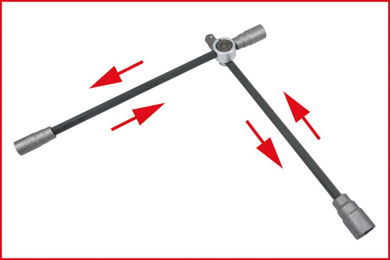 KS TOOLS Hjul-fälgkors med glidled för personbil, 3/4" x 24 x 27 x 32mm