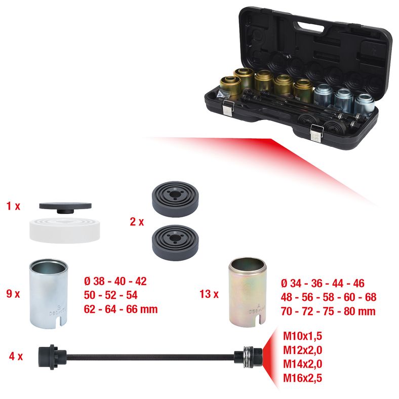 KS TOOLS Tryck- och draghylsa-sats, 29-delars