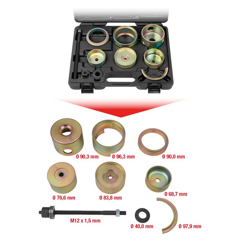 KS TOOLS Silentlagerverktyg-sats för VAG bakaxel, 11-delars