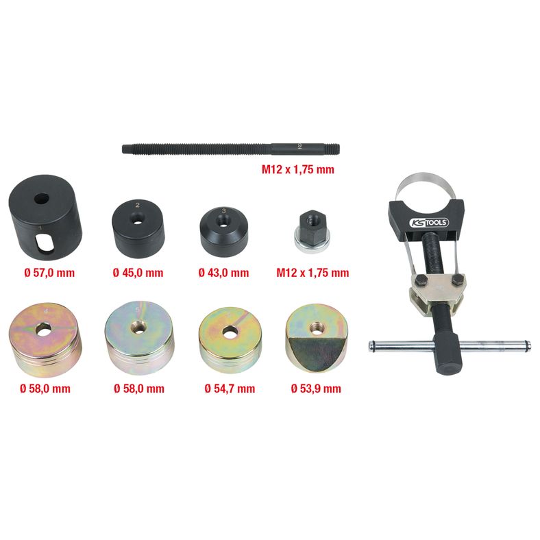 KS TOOLS Silentlagerverktyg-sats för BMW bakaxel, 10-delars