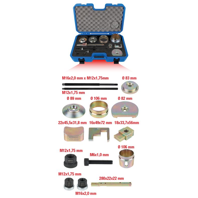 KS TOOLS VAG dubbelt silentlagerverktyg-sats, 19-delars