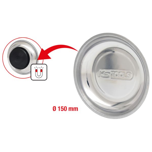 KS TOOLS Magnetskål i rostfritt stål, Ø 150mm, för Verkstad