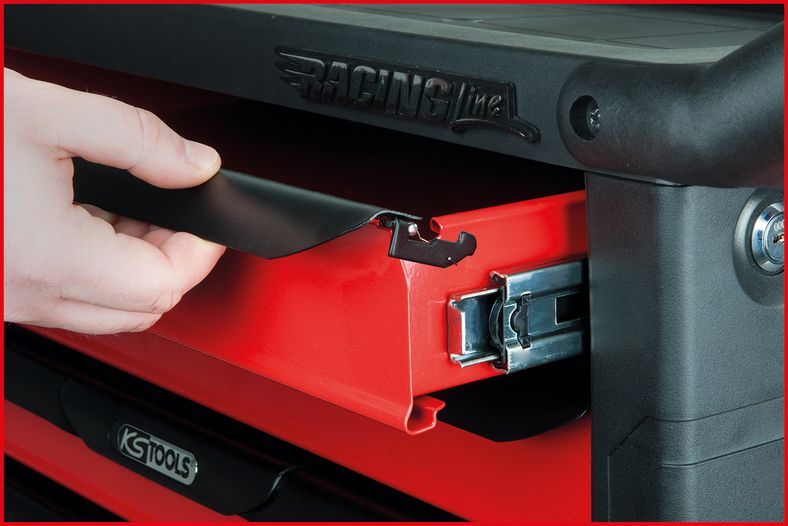 KS Tools RACINGline Verkstadsvagn – Svart/Röd – 7 Lådor med 215 Premiumverktyg
