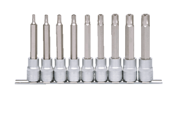 KS TOOLS Verktyg för cylinderblock 1/2" RIBE bit hylssats lång 9-delars KS911.1630