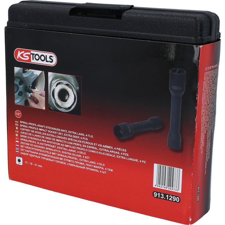 KS TOOLS specialverktyg 1/2" spiralprofil kraft hylssats, XL 4-delars, 17-21mm