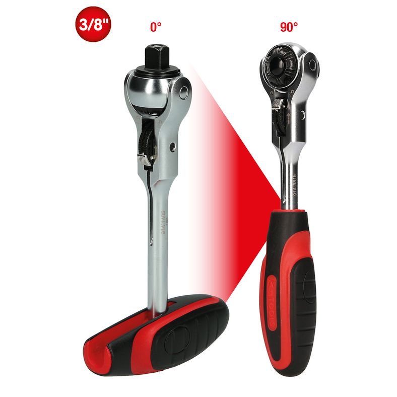 Mini T-grepp svänghuvud-spärrnyckel 3/8" KS Tools KS914.3815