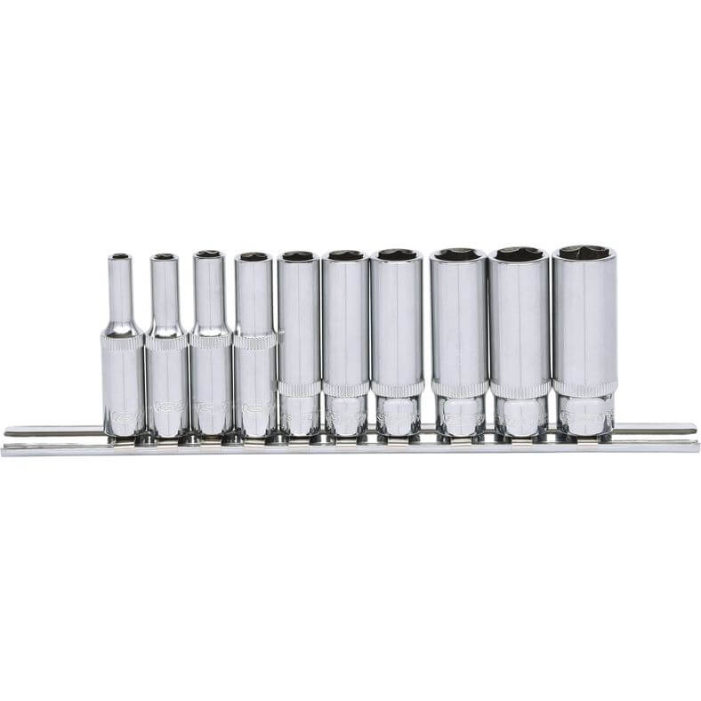 KS TOOLS 1/4" CHROMEplus sexkant-hylssats, lång 10-delars.4-13mm KS918.0610
