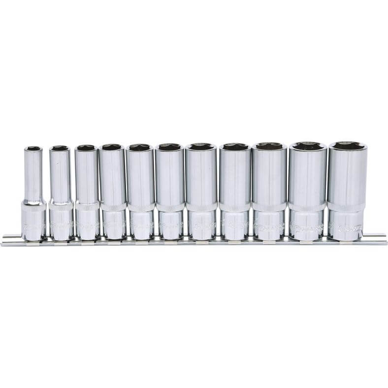 KS TOOLS 3/8" CHROMEplus sexkant-hylssats, lång 11-delars.8-19mm KS918.0611