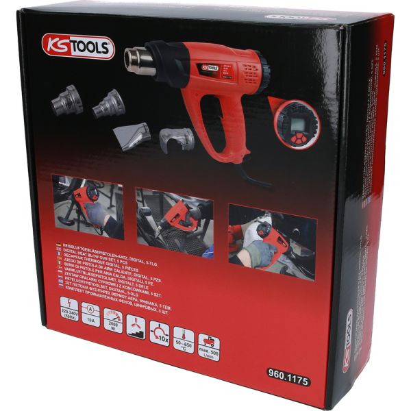 KS Tools Varmluftspistol 2000W – Digital 5-delars sats