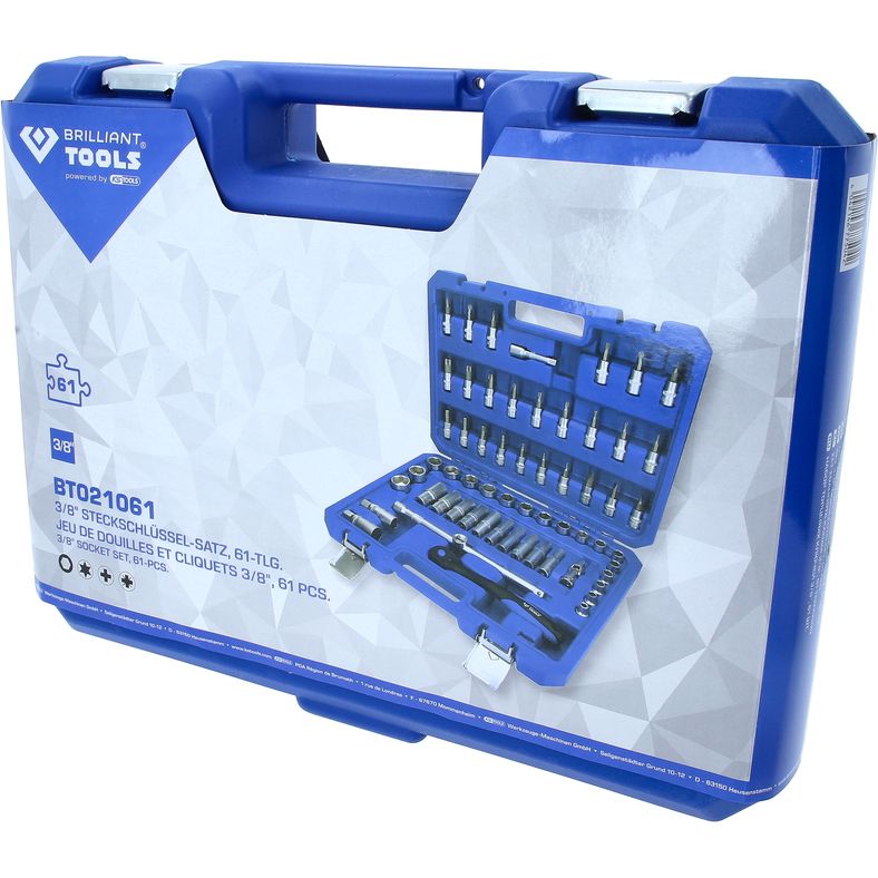 Brilliant Tools 6-kantshylssats 3/8" – 61 delar