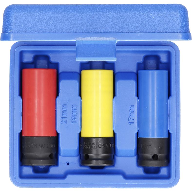 Brilliant Tools Hylssats 1/2" – 3 delar, 6-kant krafthylsor