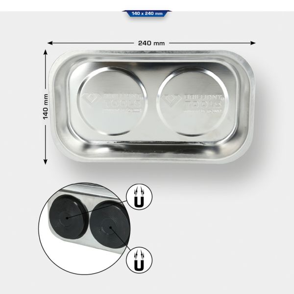 Brilliant Tools Magnetisk Skål 240×140 mm, för Verkstad